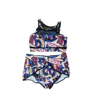 Plus Size 4XL 2 Piece Athletic Sporty Swimsuit Swim NEW